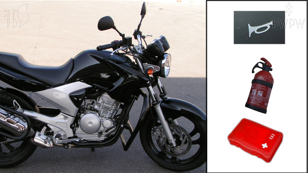 Pytanie Q-1071: Który z elementów jest obowiązkowym wyposażeniem motocykla?